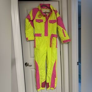Tipsy Elves Neon Pink and Yellow Snow Suit XS